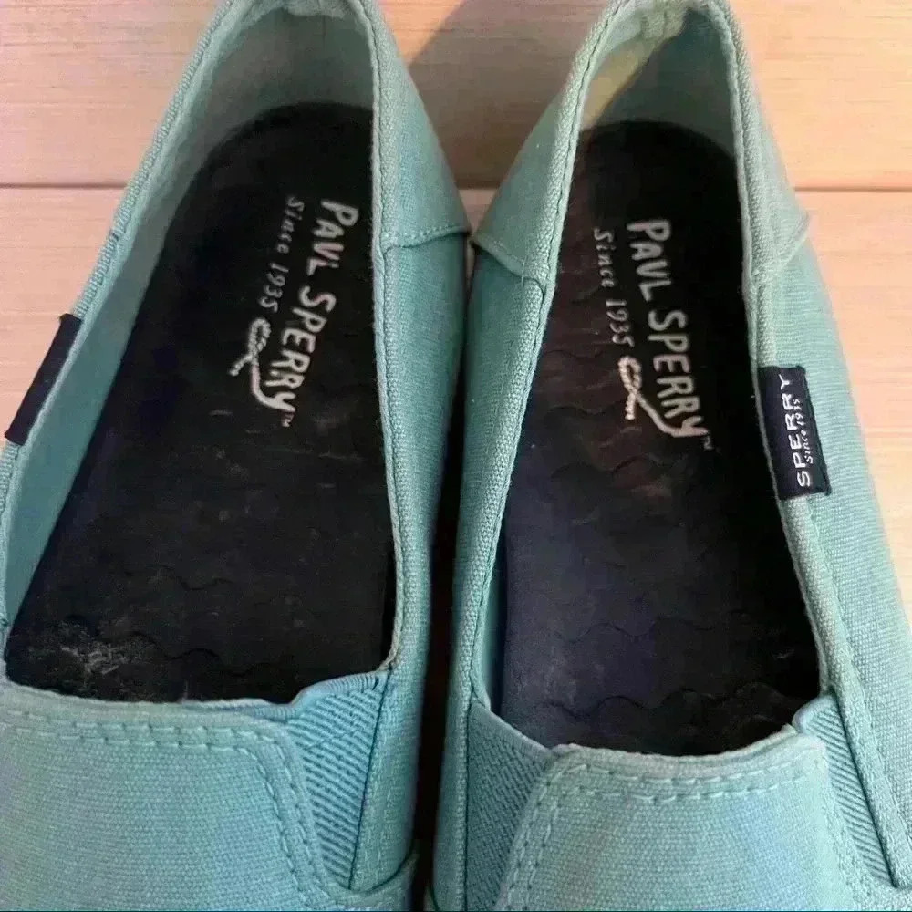 Sperry Slip-on Shoes Blue Canvas Boat Shoes Size 8 - Picture 9 of 9